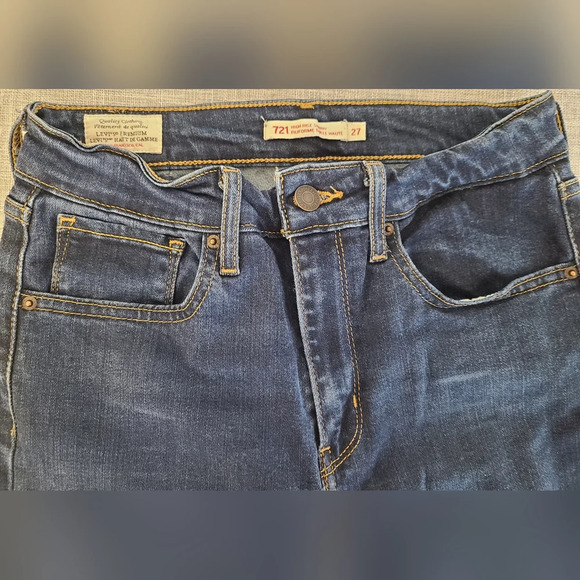 Levi's Jeans Women 27 721 Vintage High Rise Skinny Blue Stretch Denim Red Tab - Picture 5 of 8
